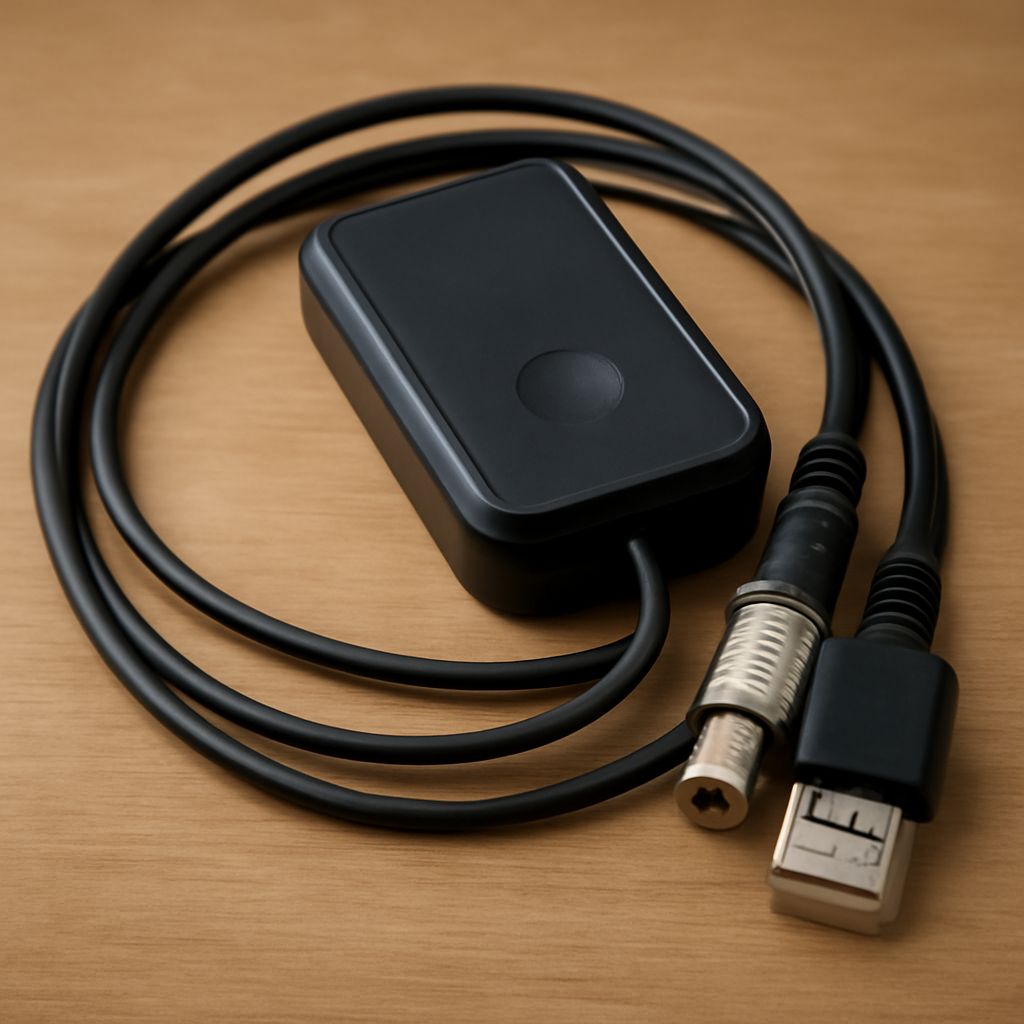 ATSC TV tuner connected to a UHF antenna through 75-ohm coax