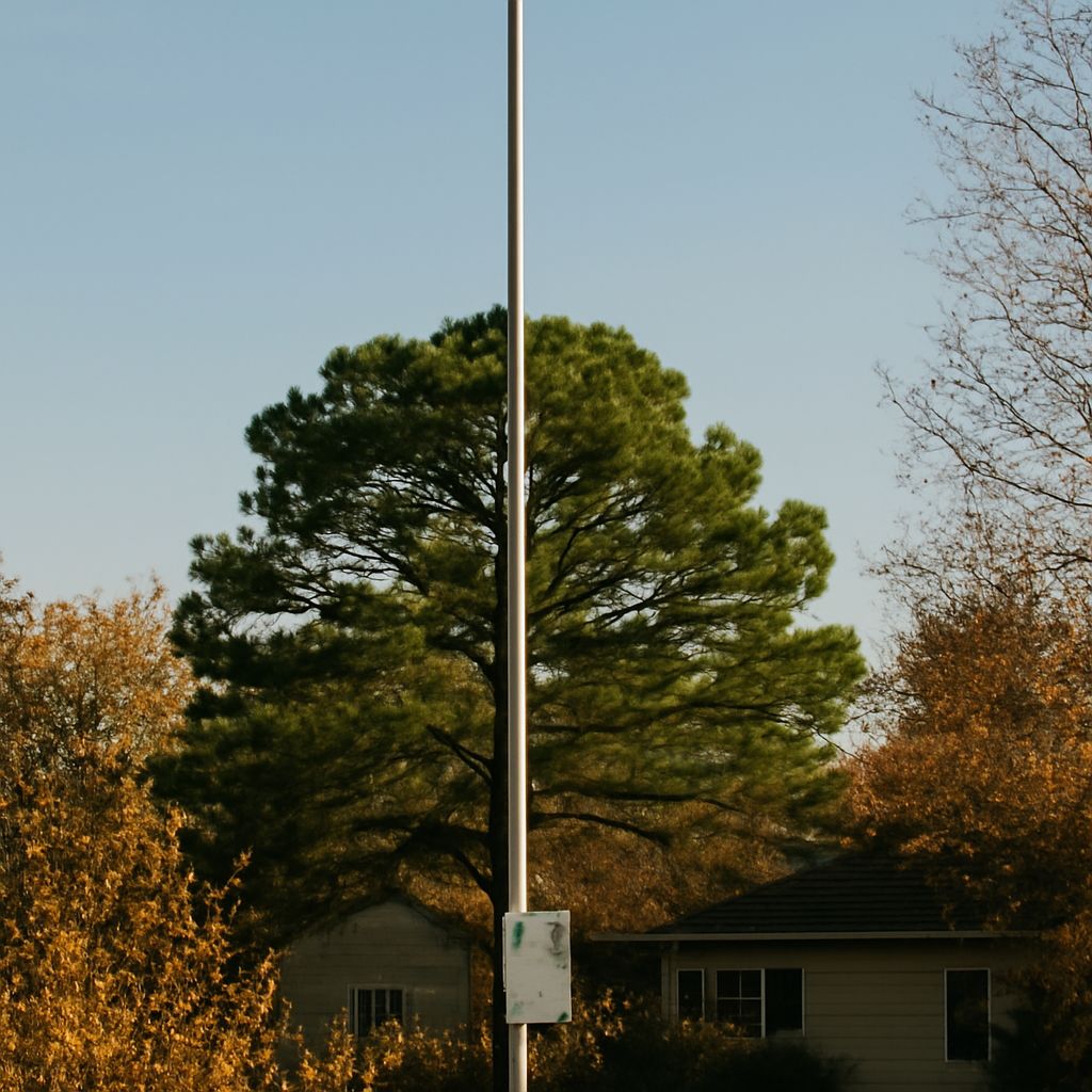 Homemade TV antenna mounted on a mast with coax feed line