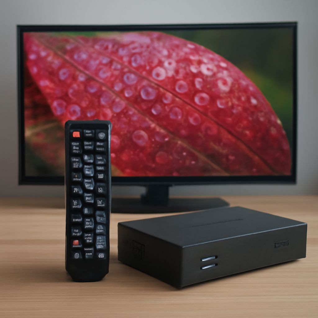 Outdoor low-VHF antenna feeding an ATSC tuner with HDMI to a TV