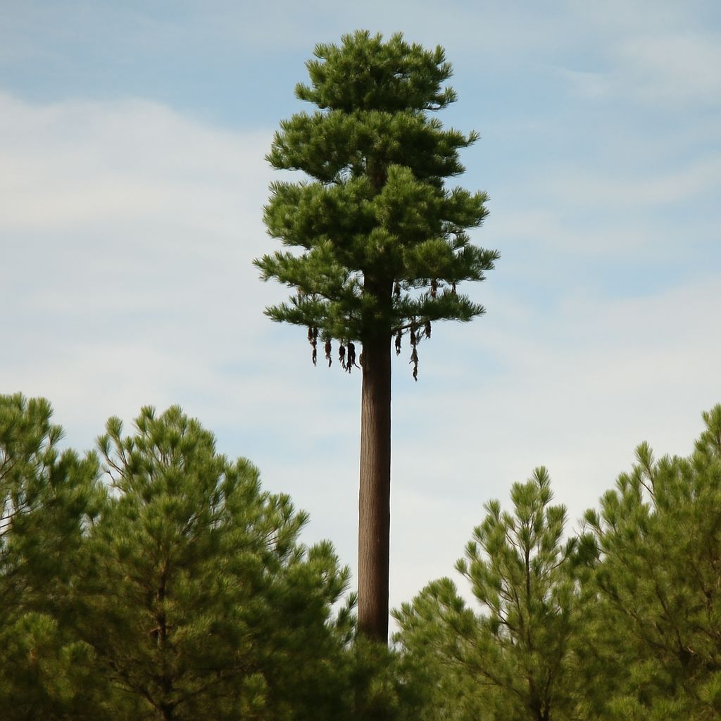 Portable cell tower beside a conventional wireless tower