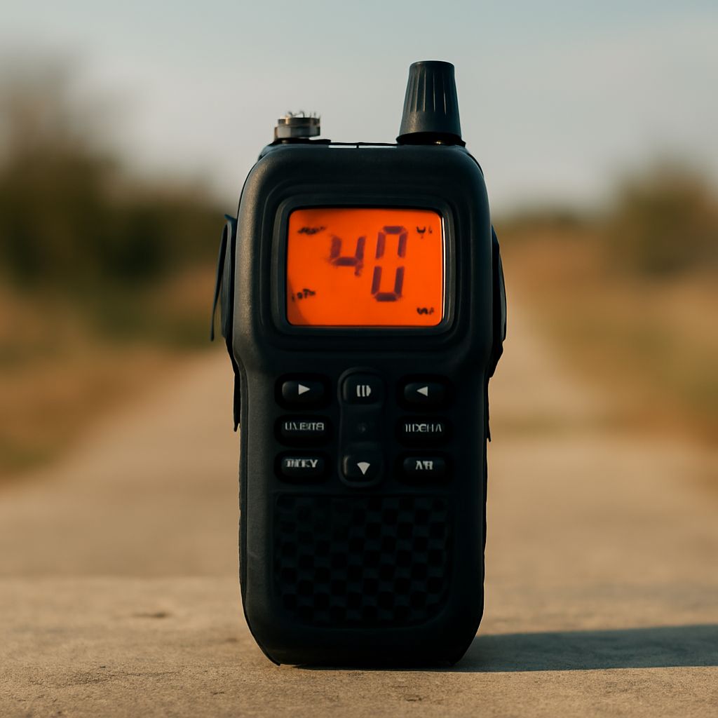 SSB CB radio, microphone, and antenna used for a radio contact
