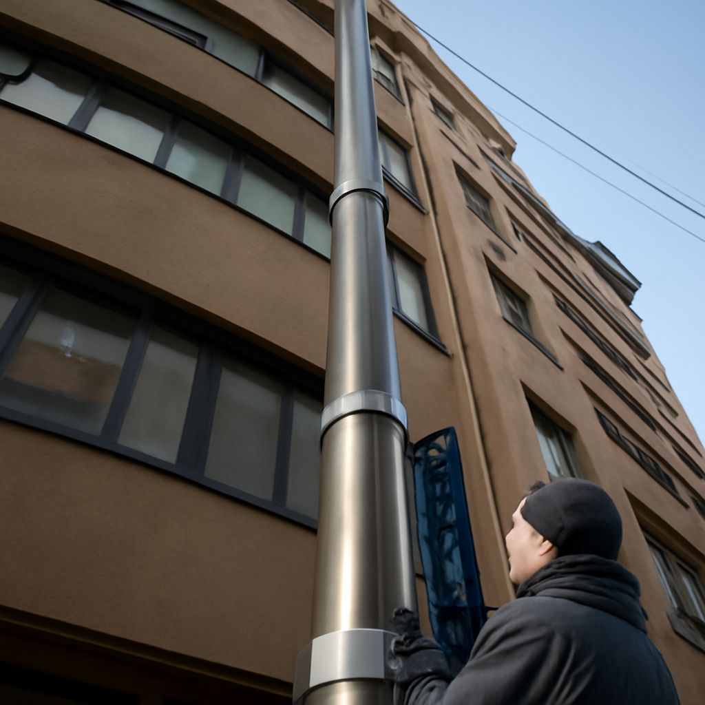 Telescoping antenna tower supporting an outdoor TV antenna