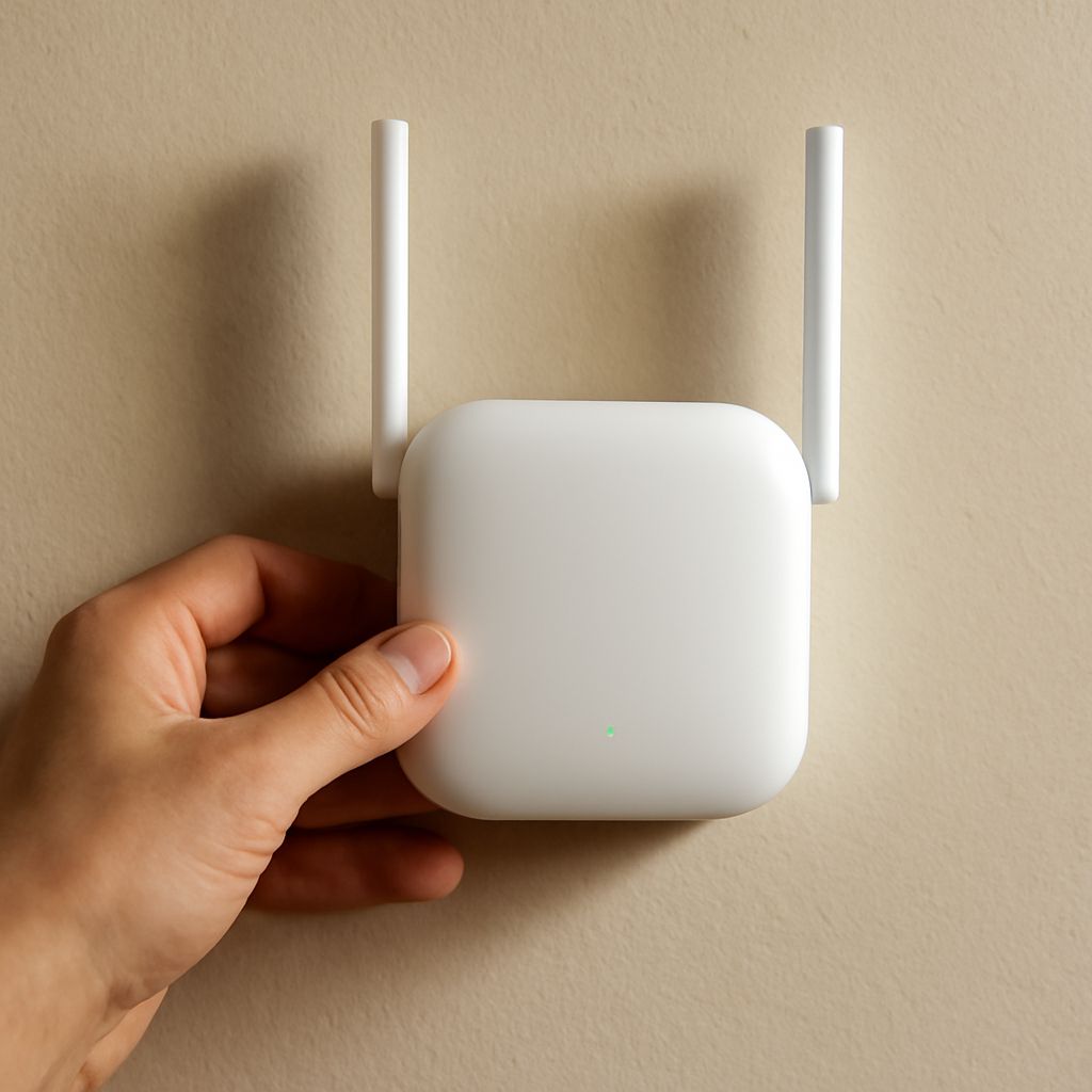 Diagram comparing router antenna coverage with wired access point and repeater placement