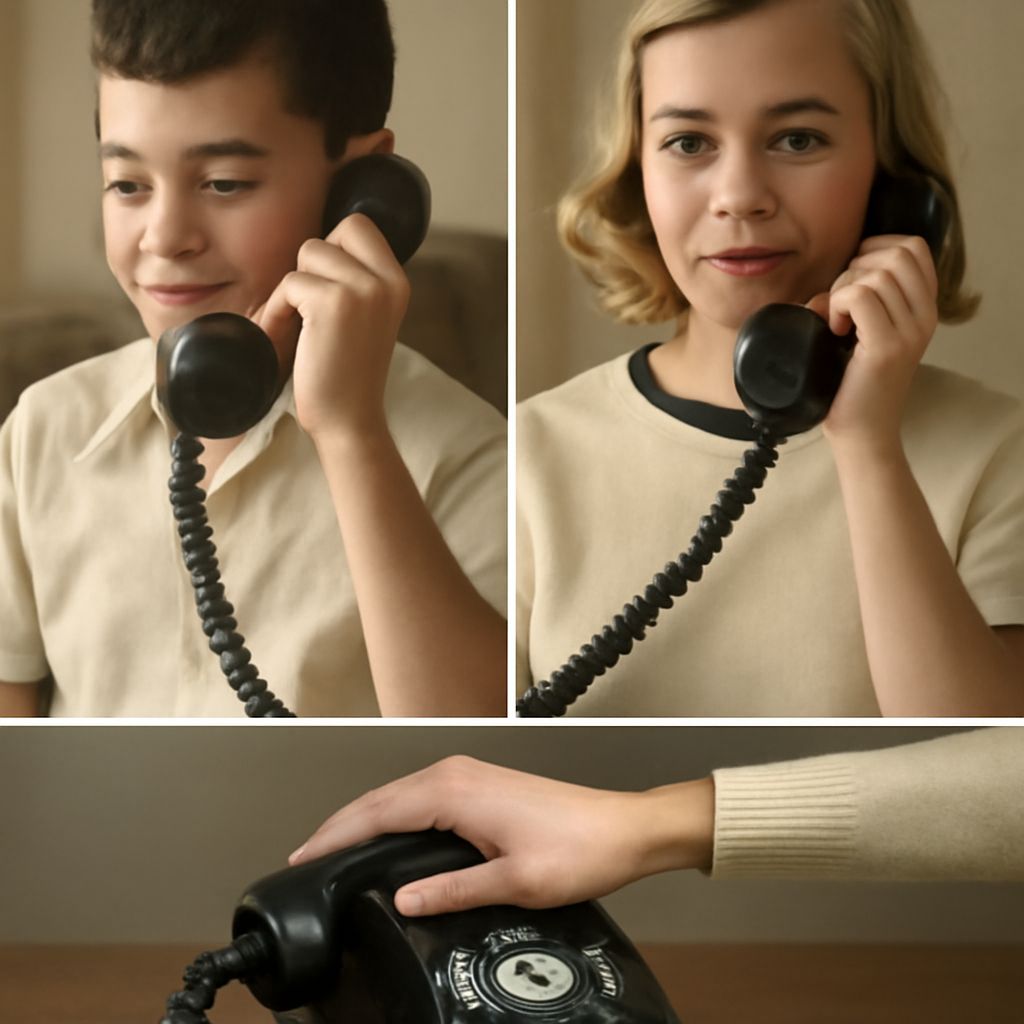 A classic rotary telephone with a detailed view of its dial
